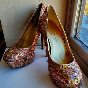 Jessica Simpson Sequin Platform Heels